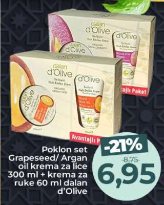 Poklon set Grapeseed/Argan oil krema za lice