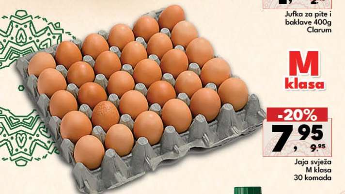 Jaja svježa M klasa 30 komada