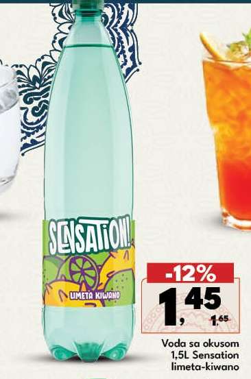 Voda sa okusom 1,5L Sensation limeta-kiwano
