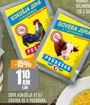 Supa kokošija 62 g / goveđa 65 g Podravka