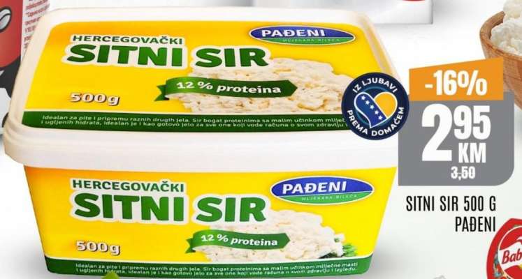 Sitni sir 500 g, Padeni