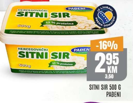 Sitni sir 500 g, Padeni