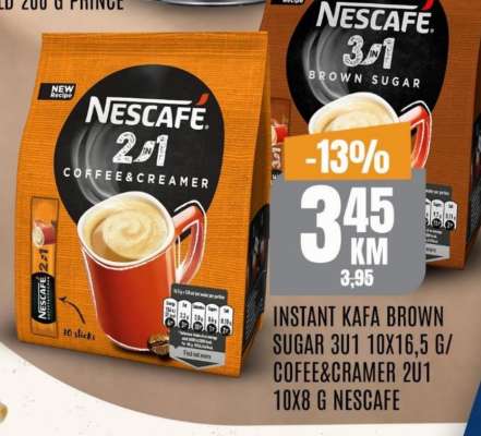 INSTANT KAFA BROWN SUGAR 3U1 10X16,5 G/COFFEE&CRAMER 2U1 10X8 G NESCAFE
