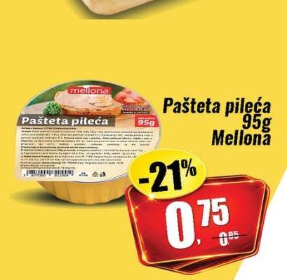 Pašteta pileća 95g Mellona