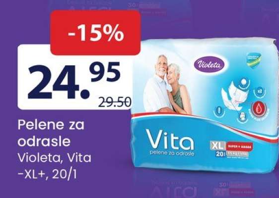Pelene za odrasle Violeta, Vita -XL+, 20/1