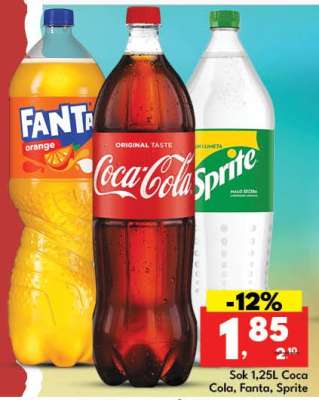 Sok 1,25L Coca Cola, Fanta, Sprite