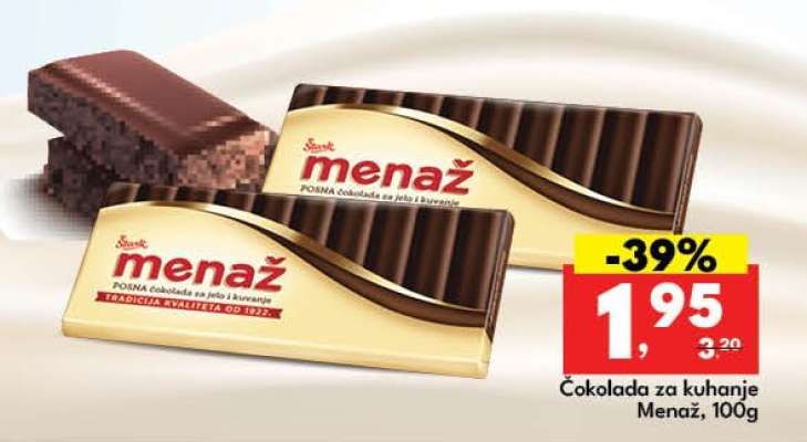 Čokolada za kuhanje Menaž, 100g