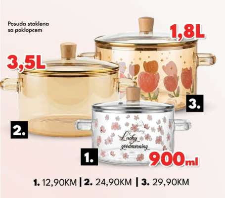 Posuda staklena sa poklopcem 900ml