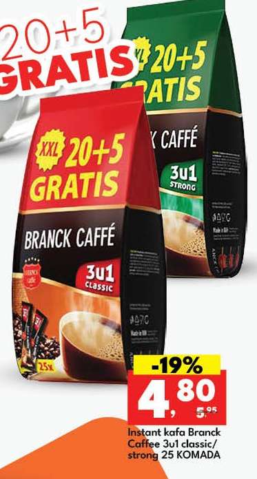 Instant kafa Branck Caffee 3u1 classic/strong 25 KOMADA