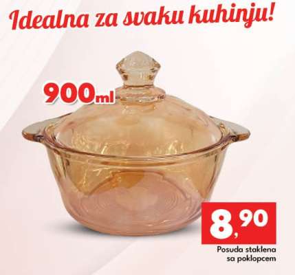 Posuda staklena sa poklopcem