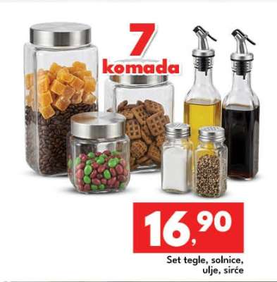 Set tegli, solnice, ulje, sirće
