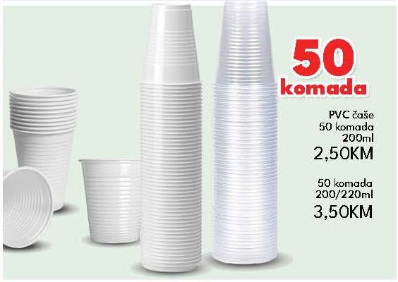 PVC čaše 50 komada