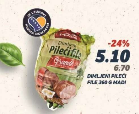 Dimljeni pileći file 360 g Madi