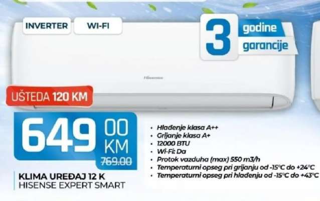KLIMA UREĐAJ 12 K HISENSE EXPERT SMART