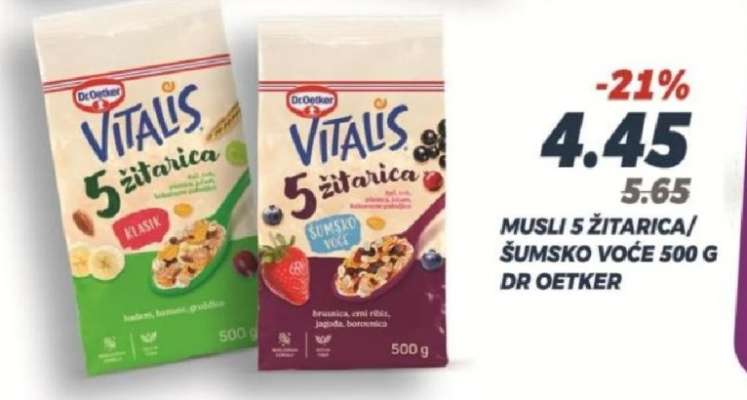 MUSLI 5 ŽITARICA/ŠUMSKO VOĆE 500 G DR OETKER