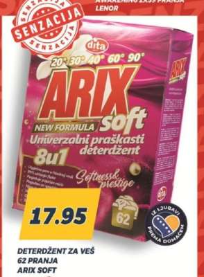 DETERDŽENT ZA VEŠ 62 PRANJA ARIX SOFT