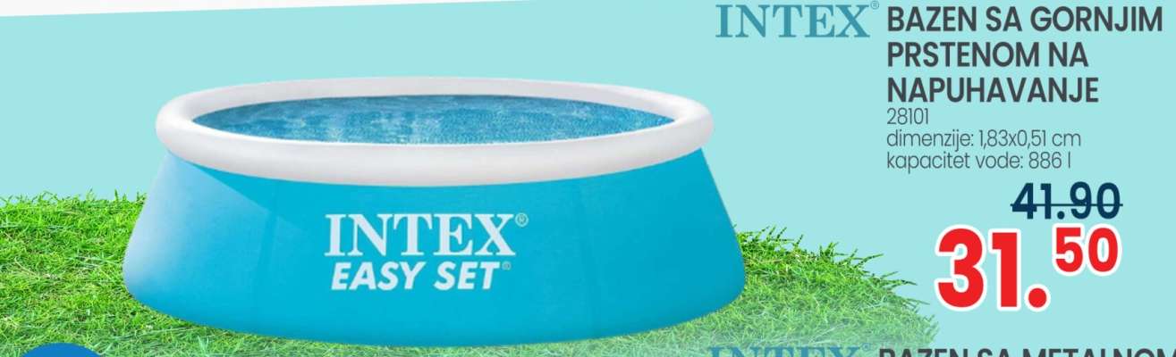 INTEX BAZEN SA GORNJIM PRSTENOM NA NAPUHAVANJE