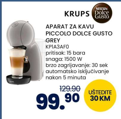 KRUPS APARAT ZA KAVU PICCOLO DOLCE GUSTO GREY