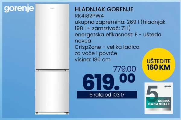 HLADNJAK GORENJE RK4182PW4
