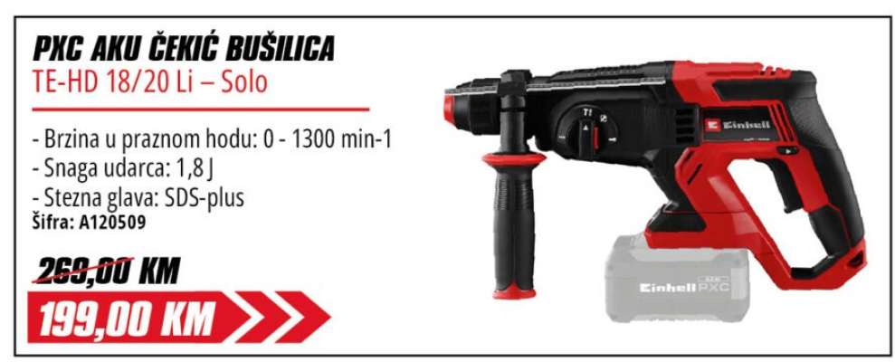 PXC AKU ČEKIĆ BUŠILICA TE-HD 18/20 Li – Solo