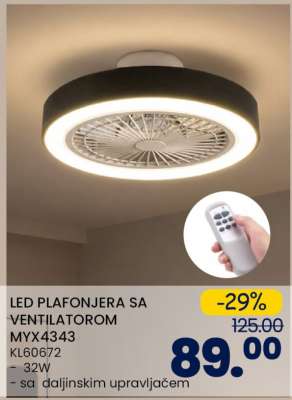 LED PLAFONJERA SA VENTILATOROM MYX4343