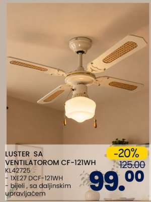 LUSTER SA VENTILATOROM CF-121WH