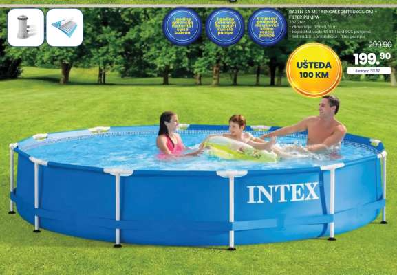 Intex bazen sa metalnom konstrukcijom i filter pumpom
