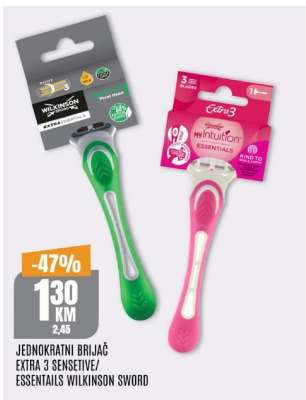 JEDNOKRATNI BRIJAČ EXTRA 3 SENSITIVE/ESSENTIALS WILKINSON SWORD