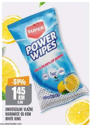 UNIVERZALNE VLAŽNE MARAMICE 66 KOM WHITE KING