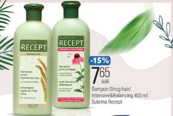 Šampon Strog hair/Intensive&Balancing 400 ml Subrina Recept
