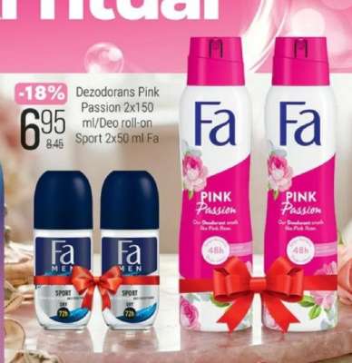 Dezodorans Pink Passion 2x150 ml/Deo roll-on Sport 2x50 ml Fa