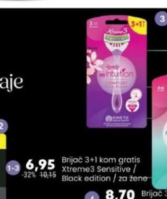 Brijač 3+1 kom gratis Xtreme3 Sensitive / Black edition / za žene