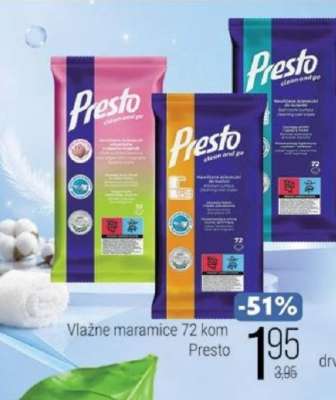 Presto Vlažne maramice 72 kom