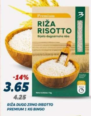 RIŽA DUGO ZRNO RISOTTO PREMIUM 1 KG BINGO