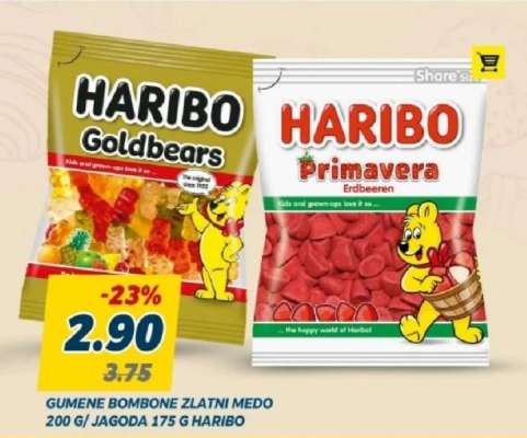 GUMENE BOMBONE ZLATNI MEDO/JAGODA HARIBO