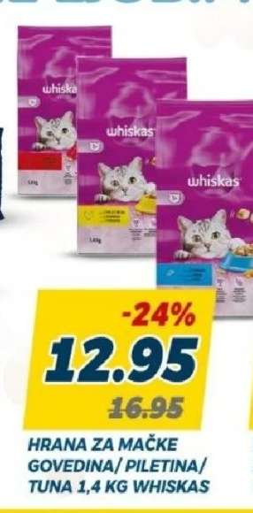 HRANA ZA MAČKE GOVEDINA/PILETINA/TUNA 1,4 KG WHISKAS