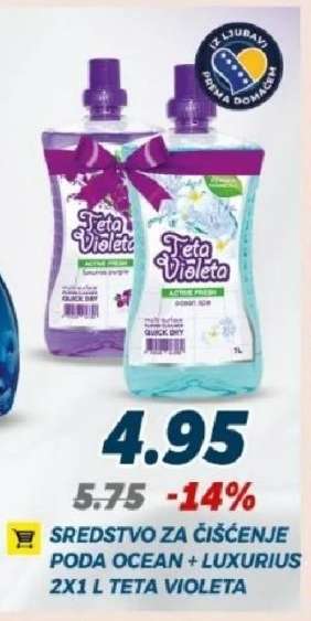 Sredstvo za čišćenje poda Ocean+Luxurius 2x1 L Teta Violeta