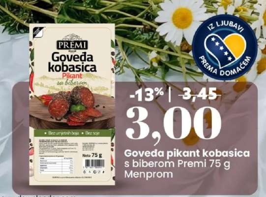 Goveda pikant kobasica s biberom Premi 75 g