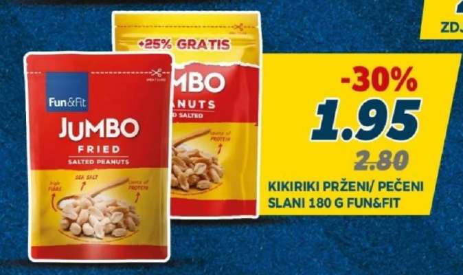 Kikiriki prženi/ pečeni slani 180 g Fun&Fit