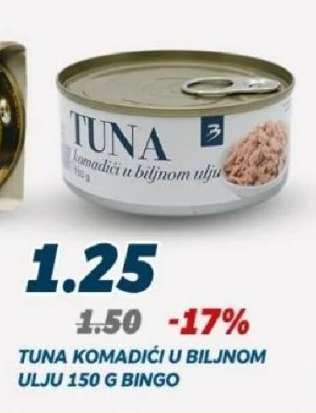 Tuna komadići u biljnom ulju 150 g Bingo