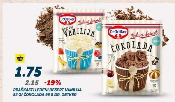Praškasti ledeni desert vanilija/čokolada