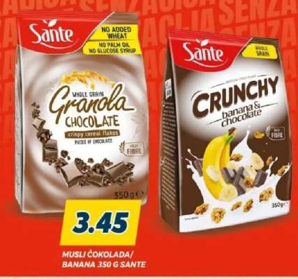 Musli čokolada/banana 350 g Sante