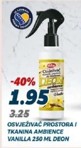 OSVJEŽIVAČ PROSTORA I TKANINA AMBIENCE VANILLA 250 ML DEON