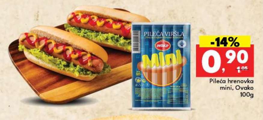 Pileća hrenovka mini, Ovako 100g