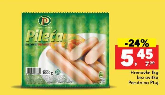 Pileća hrenovka bez ovitka Perutnina Ptuj