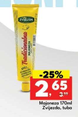 Majoneza 170ml Zvijezda, tuba