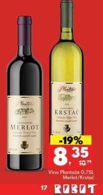 Vino Plantaže 0,75L Merlot/Krstač