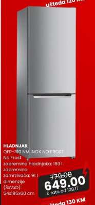 HLADNJAK QFR-310 NM INOX NO FROST