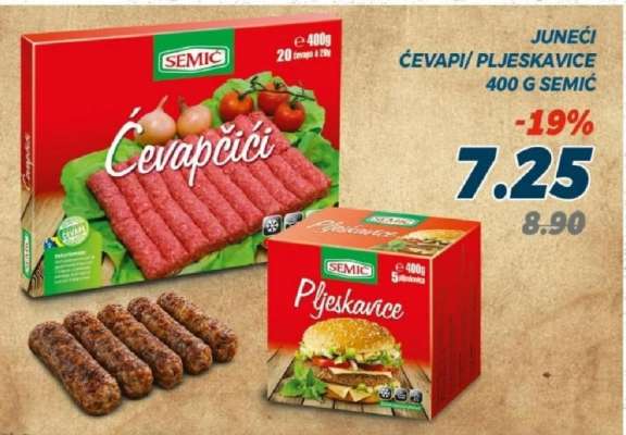 JUNEĆI ĆEVAPI/PLJESKAVICE 400 G SEMIĆ