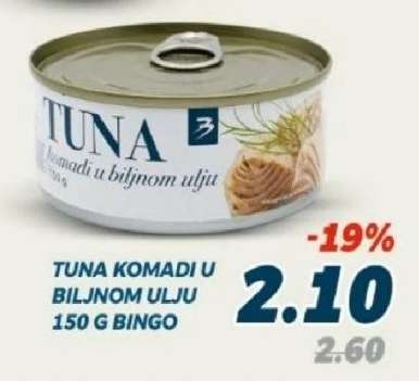 Tuna komadi u biljnom ulju 150 g Bingo